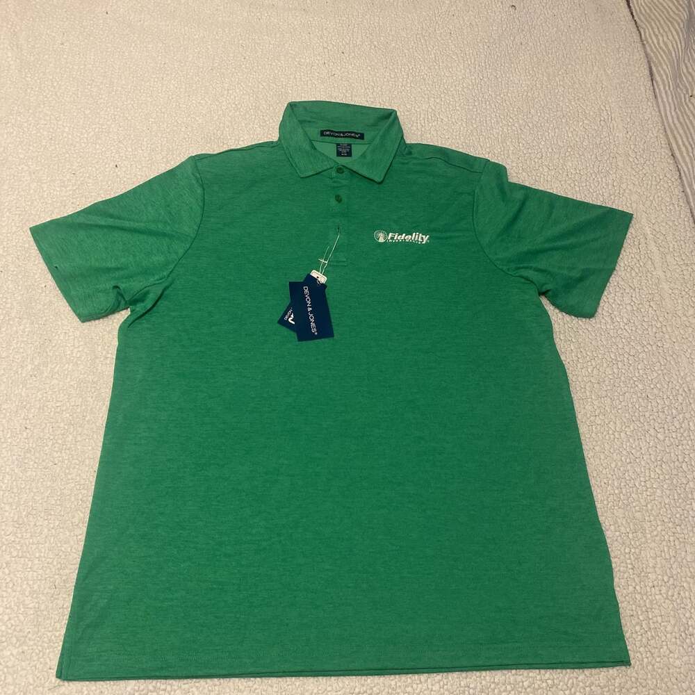 Devon &Jones Dri-FIT Micro Pique Polo Shirt Green Men's Large. Fidelity Logo